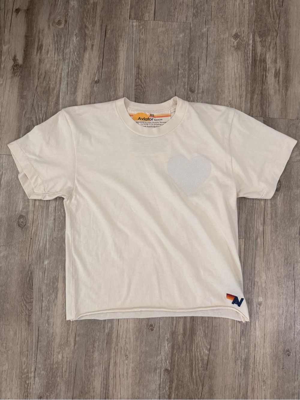 Aviator Nation women’s Heart Graphic boyfriend cropped tee size extra small/XS